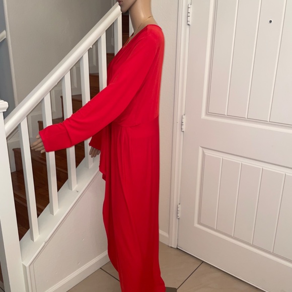 Red Low Cut Maxi Dress - Picture 3 of 4